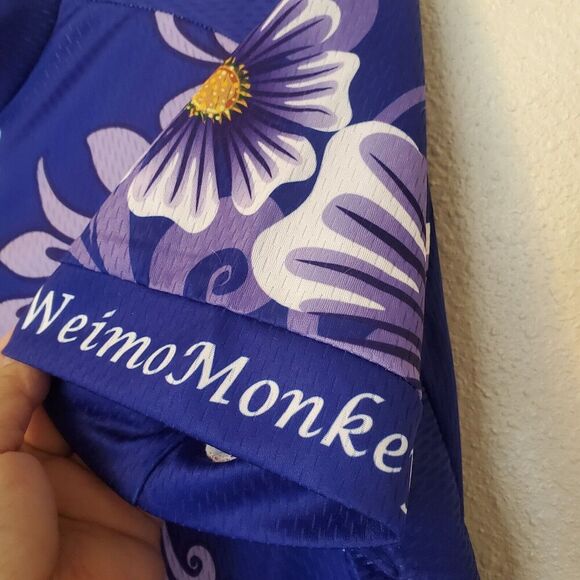 Ladies short sleeve cycle jersey by WeimoMonkey XL Floral Purple Hawaiian Pocket - Picture 4 of 15